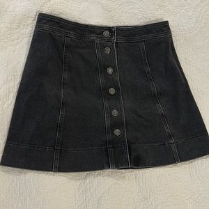Madewell Skirt Women 8 Black Denim A-line Dark Wash Button Front